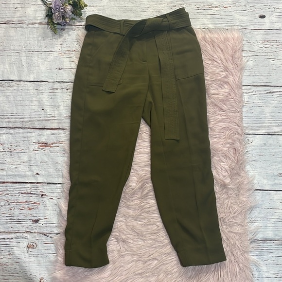 J.Crew Easy tie front straight leg pant 365 crepe moss - Picture 2 of 9